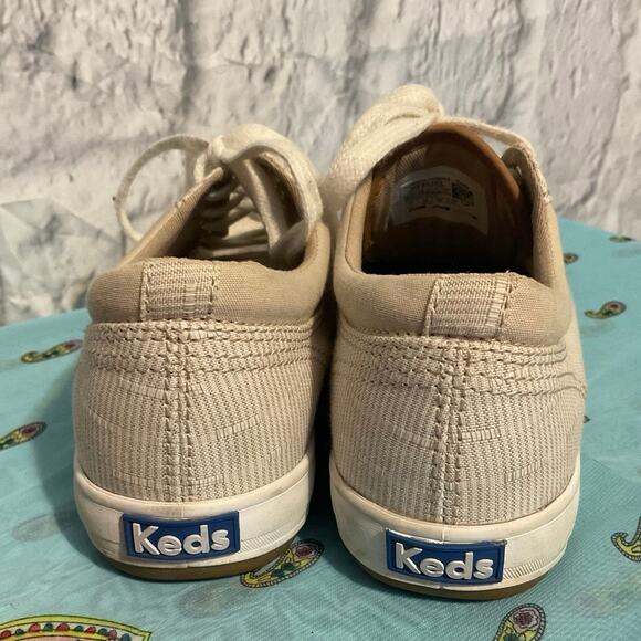 KEDS Size 6 Sneakers Tan White Pinstriped Excellent - Picture 13 of 15
